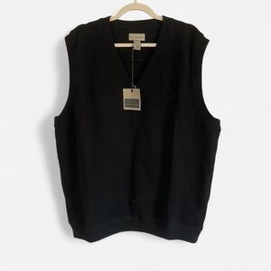 NWT. Cutter & Buck Men's Black V-Neck Cotton Vest